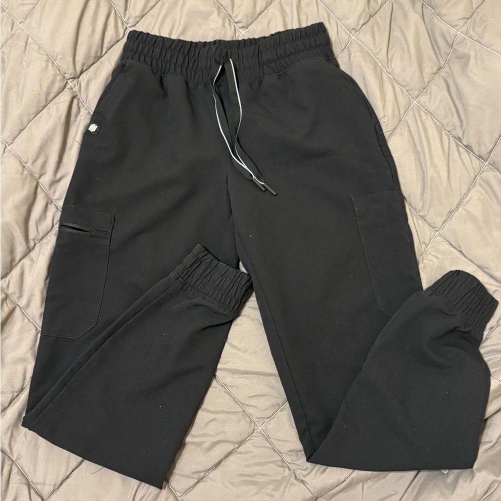 Jaanuu Black Elastic Scrub Pants
